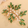 BERYUAN Crystal Rhinestone Hair Comb Rhinestone Pearls Headpiece Teardrop Rhinestone Wedding Hair Accessories for Women (green)