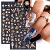 Christmas Nail Stickers, 3D Metal Gold Snowflake Nail Decals White Snowflake Elk Snowman Santa Claus Tree Christmas Bell Xmas Winter Nail Art Design for Women Kids(8Sheets)