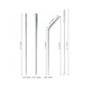 BambooMN Reusable Stainless Steel Metal Drinking Straws - 8" Bent Straws w/ 1x Cleaning Brush - 6 Pack
