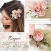 Fangsen Silver Wedding Rose Flower Hair Comb Bridal Floral Hair Headpiece for Brides and Bridesmaids Christmas Hair Accessories (Pink))