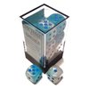 Gemini Dice Block | Set of 12 Size D6 Dice Designed for Board Games, RPGs & Miniature Games | Premium Quality 16 mm Dice | Luminary Pearl Turquoise, White & Blue Color | Made by Chessex (CHX26665)