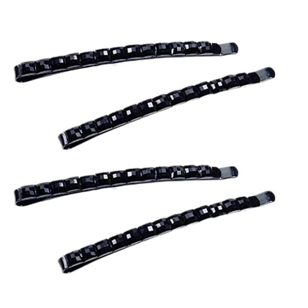 Rhinestone Hair Pins - 4Pcs Black Rhinestone Bobby Pins, Sparkly Crystal Diamond Hair Pins for Women, Metal Decorative Hair Barrettes for Decoration Hair Accessories