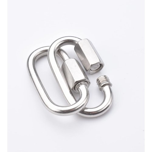 Alele D-Shape Locking Carabiner M4 Stainless Steel Quick Link Chain Connector Keychain Ring Buckle 10 Pack