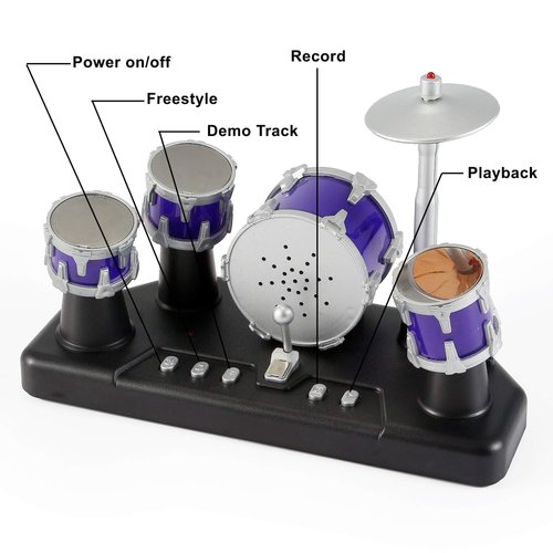 Finger Drum Set Electronic Mini Desktop Small Novelty Toy Desk Instrument Game with Sounds and Lights for Kids, Adults