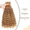 Habiliana Deep Curly Braiding Human Hair 100g 20 Inch Color 27 Honey Blonde Deep Water Wave Bulk Human Hair for Braiding No Weft Brazilian Virgin Deep Curly Human Hair Extensions for Boho Braids