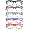 OLOMEE Reading Glasses Women +2.00 Floral Print Square Women's Readers Cheaters Glasses 5 Pack W/Spring Hinge Lightweight Comfortable Fit