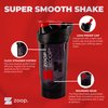 ZoopScoop Protein Shaker Bottle - Black | Portable Protein Powder Shaker Cup With Strainer & Leakproof Lid | 700ml (25oz) - Easy Clean - BPA Free