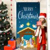 Christmas Nativity Scene Door Cover Merry Christmas Door Banner Backdrop Nativity Banner for Front Door Porch Holidays Decorations, 35 x 71 Inch