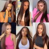 Light Brown Straight Bundles Human Hair Color 4 Straight Bundles Human Hair Dark Brown Bundles 22 22 22 inch Double Weft Brazilian Remy Hair Extensions Silky and Soft for Black Women