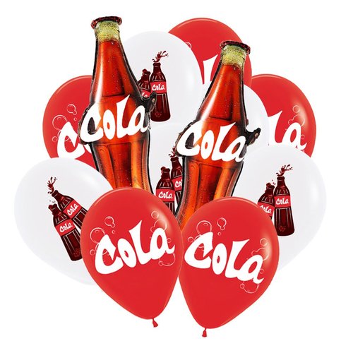 22pcs Cola Themed Party Balloons Cola Aluminum Foil Balloons Red & White & Latex Balloons Music Stage Decorations for Birthday Concert Band Bar for Movie Night Theme Party Decorations
