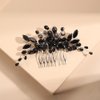 Black Teardrop Hair Side Comb Crystal Hair Pieces Rhinestone Headpieces Bride Wedding Hair Comb Bridal Hair Clip Side Combs Flower Headdress Hair Accessories for Women and Girls