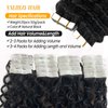 Kinky Curly Tape in Human Hair Extensions Natural Black Invisible Seamless Glue in Remy Hair Extensions Tape ins 20pcs 50g 3C Curly Hair Extensions Skin Weft Double Sided 18 inch for Black Women