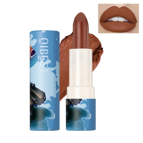 QIUFSSE Matte Nude Lipstick Long-lasting Waterproof Labiales Moisturizing Velvet Lipstick for Women Daily Professional Nude Lip Makeup-06