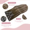 HUAYI Ombre Clip in Hair Extensions Real Human Hair，Medium Brown Ombre to Caramel Blonde Balayage 120g 16 inch Highlights 100% Human Hair Full Head Silky Natural Straight Woman Beauty Clip ins #4/27/4
