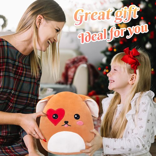 CozyWorld Puppy Dog Plushie Stuffed Animals Plush Pillow Soft Cuddly Toy Heart Love You Dog Valentine’s Birthday Gifts for Boys Girls 11.5 Inch