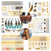 Metallic Temporary Tattoos - 12 Sheets Waterproof Gold Sliver Glitter Body Face Tattoo for Women Teen Girls, Over 200 Flash Fake Festival Jewelry Bling Body Art Tat Stickers