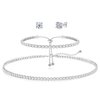 HAXIYA Tennis Necklace Set for Women Crystal Bracelet Diamond Earrings Wedding Jewelry for Bride Sterling Silver Jewelry Sets Pack of 3