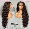 SOKU 32 Inch Long Brown 13x6 Lace Frontal Wig Lightweight Wavy Hair Pre Plucked Hairline with Baby Hair Glueless Transparent Lace Heat Resistant Synthetic Lace Front Wigs for Black Women