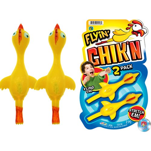 JA-RU Flyin' Chik'n Rubber Chicken Slingshot (1 Pack 2 Units) Flying Sling Shot Chicken. Slinger Toy for Kids and Adults. Easter Party Favors Stocking Stuffer Pack Fun Toys for Gift Bags 426-1A