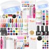 COSCELIA Acrylic Nail Kit with Everything Professional Nail Kit Acrylic Set with Drill Nude Acrylic Powder and 6PC Gel Nail Polish Top Base Coat Glitter Decorations Tips Nail Supplies for Beginners