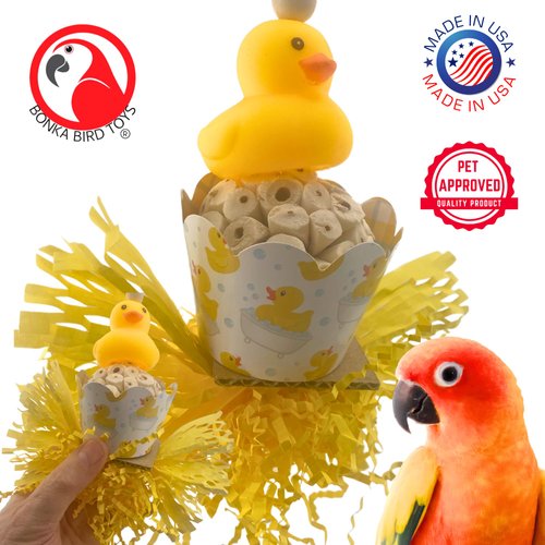 Bonka Bird Toys 2703 Ducky Bath Sola Atta Chew Small Parrot Cage Toy, Cockatiel, Parakeet, Lorie, and Similar Breed Sizes