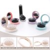 5 Pcs Travel Mirror Hair Brushes Folding Pocket Hair Brush with Mini Makeup Mirror for Travel Men Women and Girls (4 Pcs Round and 1 Pcs Rectangle Shape)