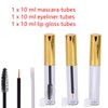 Ideal Swan 10ml Empty Mascara Tube Eyeliner Cream Container Bottle, Lip Gloss Bottle with 3 Piece Funnel & Rubber Inserts for Castor Oil Golden (Set 03)