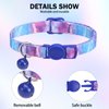 DILLYBUD Breakaway Cat Collars for Girl Boy Cats, Fall Winter All Weather Cat Collar Personalized Pattern 2 Pack,Cute Classic Safety Buckles and Bells,Adjustable Printed Nylon Colorful Blue