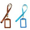 YTYKINOY 10 Pieces Vertical Style Faux Leather Business Id Credit Card Badge Holder Clear Pouch Case with Long Neck Strap Band Lanyard (33.5 Inch Full Round Length) (10 Color)