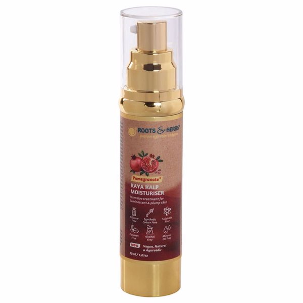 ROOTS AND HERBS Ayurvedic Face Moisturizer for Men and Women, Natural Vegan No Paraben Pomegranate Skin Food Moisturiser Cream with Vitamin C for Dry and Normal Skin 1.01oz