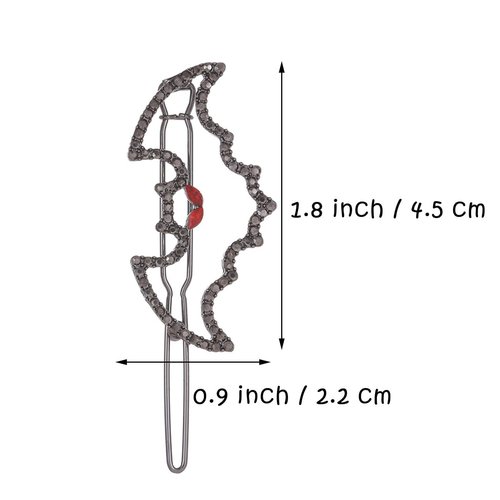 2 Pcs Bat Wing Shape Hair Clips Black Crystal Halloween Devil Barrette with Red Eyes Non-Slip Hair Accessories for Women Girls