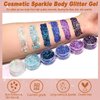 Boko 6pcs Body Glitter Gel, 60ML Total Mermaid Chunky Glitter Gel for Face Hair Body Glitter Makeup, Cosmetic Face Glitter Sequins for Halloween Christmas Concert Party Themed Rave Accessories