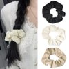 Hair Scrunchies for Women Girls Elastic Hair Ties Scrunchies Hair Bands Fashion Wrinkle Texture Ponytail Holders French Rubber Bands Big Hair Rope Hair Accessories for Thin Thick Hair (3Pcs)
