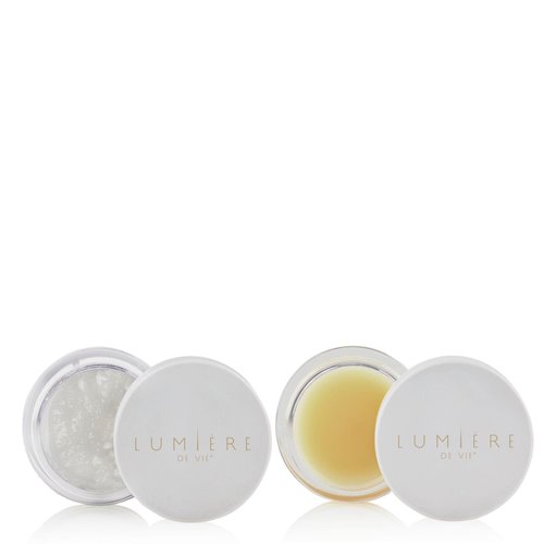 Lumière de Vie® Refine & Moisturize Lip Duo - Exfoliating Lip Scrub and Hydrating Lip Mask – Lip Exfoliator Sugar Scrub - Vanilla Flavored Lip Care for Smooth, Soft Lips (1 Lip Scrub/1 Lip Mask)