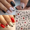Cute Bee Ladybug Ant Nail Art Stickers, 4 Sheets 5D Embossed Self-Adhesive Nail Decals Flowers Daisy Butterfly Strawberry Nail Designs for Women Girls DIY Manicure Decorations