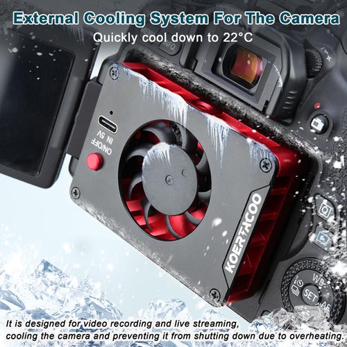 KOERTACOO Camera External Cooling System/Cooling Fan for Live Broadcast - with Cooling Sheet - for Sony A7M4/ZVE1/A6700/A7C2/ZV-E10/ZV1/A7C/A7S3/FX3,for Canon R5/R6, for Fujifilm X-T4/XS10 Cameras