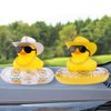 MuMyer Car Rubber Duck 2Pcs Duck Car Dashboard Decorations Yellow Duck Car Ornaments for Car Dashboard Decoration Accessories with Mini Swim Ring Cowboy Hat Necklace and Sunglasses
