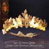 Yean Gold Leaf Wedding Headband LED Raw Quartz Hair Band Fairy Headpiece Ligth Up Hair Accessories for Women and Girls