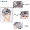 MIMAN Mens Short Grey Wigs for Men Short Straight Wig Layered Natural Synthetic Men's Wig Realistic Hair Replacement Wig Handsome Male Party Cosplay Wig Mens Halloween Costumes Wig with Wig Cap