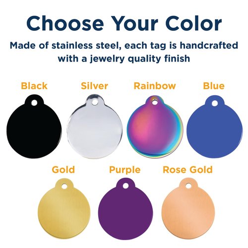 GoTags Cat Tags Personalized Small, Indoor Cat Tag Engraved with 4 Lines of Custom ID for Collars, I'm Lost If I'm Out Cat Name Tags, Black Stainless Steel Pet ID Tag, Round