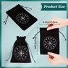 CREATCABIN 2Pcs Black Tarot Storage Bag Thick Velvet Packing Pouches 12 Constellation Symbol Drawstring Bag Protective Card Board Game Embroidery for Tarot Dice Card Jewelry Crystal Pouch