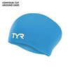 TYR Long Hair Wrinkle-Free Silicone Swim Cap, Blue