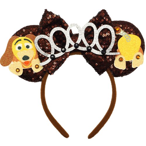 ZHENNAN Mouse Ears Headbands for Women, Glitter Slinky Dog Bows Ears, Adjustable/One-size-fits-most, Costume Headband, Halloween, Headwear, Accessories, Unisex, Disney fans, costume parties, adults