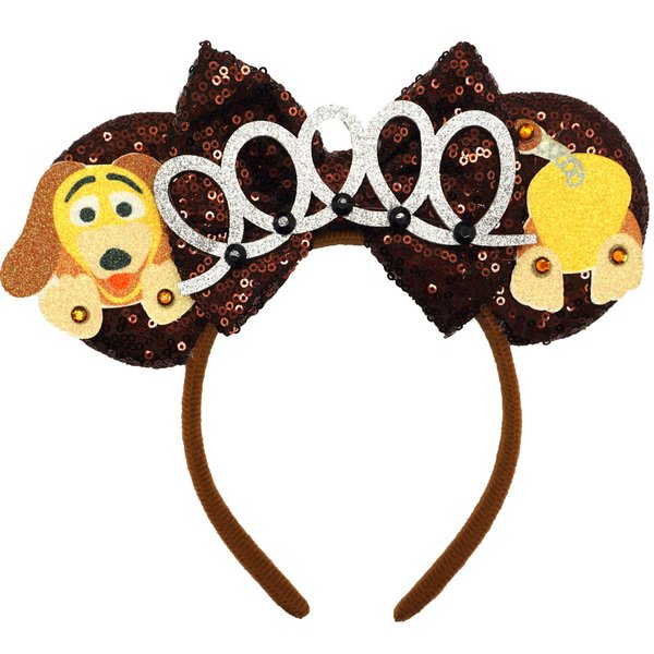 ZHENNAN Mouse Ears Headbands for Women, Glitter Slinky Dog Bows Ears, Adjustable/One-size-fits-most, Costume Headband, Halloween, Headwear, Accessories, Unisex, Disney fans, costume parties, adults