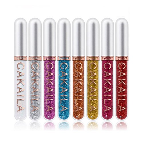 Welhammsae Glitter Liquid Eyeliner, Pack of 8 Colorful Long Wear Waterproof Shinny Eyeliner Set, Professional Highly Pigmented, Smooth and Quick-Drying, Beauty Eye Makeup Kit for Women, Girls
