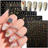 Vezocim Gold Nail Art Stickers, Sun Moon Stars Heart Line Flower Nail Self-Adhesive Sticker Design, 3D Gold Nail Transfer Decals for Women Girls Manicure Charms Decorations, DIY Nail Art Decal