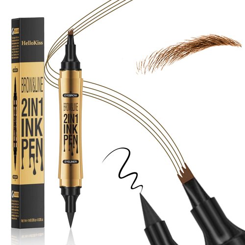 2 in 1 Magic Eyebrow Pencil, 2024 New 3D Waterproof Long-Lasting Eyebrow Pencil Pen, 4 Tip Natural Fine Stroke Microblading Eyebrow Pencil (Dark Brown)