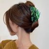 Hair Claw Clip Green Leaf Shape 3.5 Inch Hair Grip Clip French Design Women Girls Spring Hair Accessories Strong Hold for Thick Thin Hair