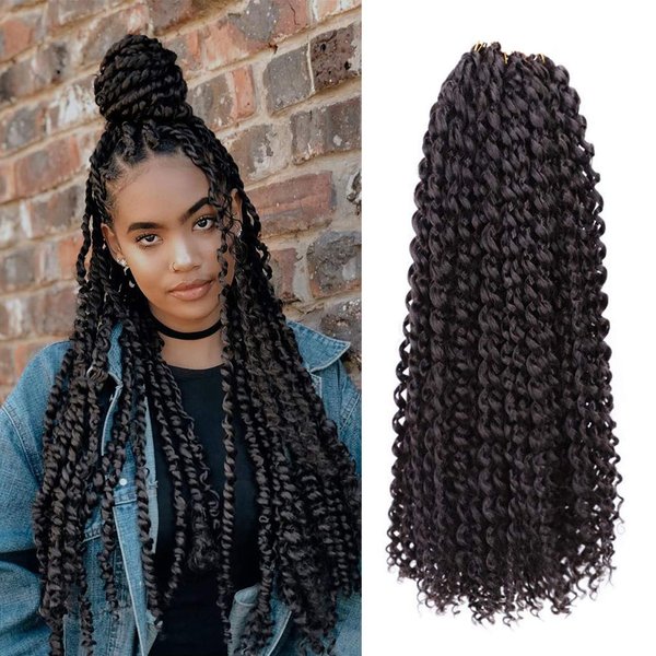6 Packs Passion Twists Hair 18inch Water Wave Crochet Hair for Goddess Passion Twist Long Bohemian Locs Braiding Hair Extensions (18" 6packs 1B#)