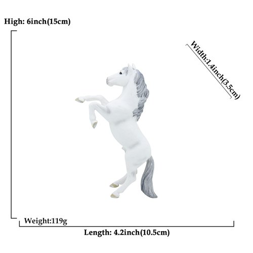 MODEBESO® Realistic Animal Figures Playset,Horse Figurines,Hand Painting Horse Figures,Educational Toy,Cake Toppers Christmas Birthday Gift for Kids Todllers (White Mustang Standing Posture)
